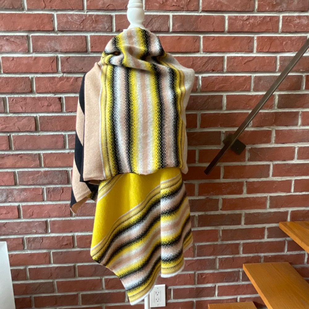 •Green Thomas Merino Lambswool Blanket Knit Scarf Wrap Designer Scotland82”x23” - Picture 2 of 11